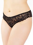 Scallop lace and mesh thong, plus size